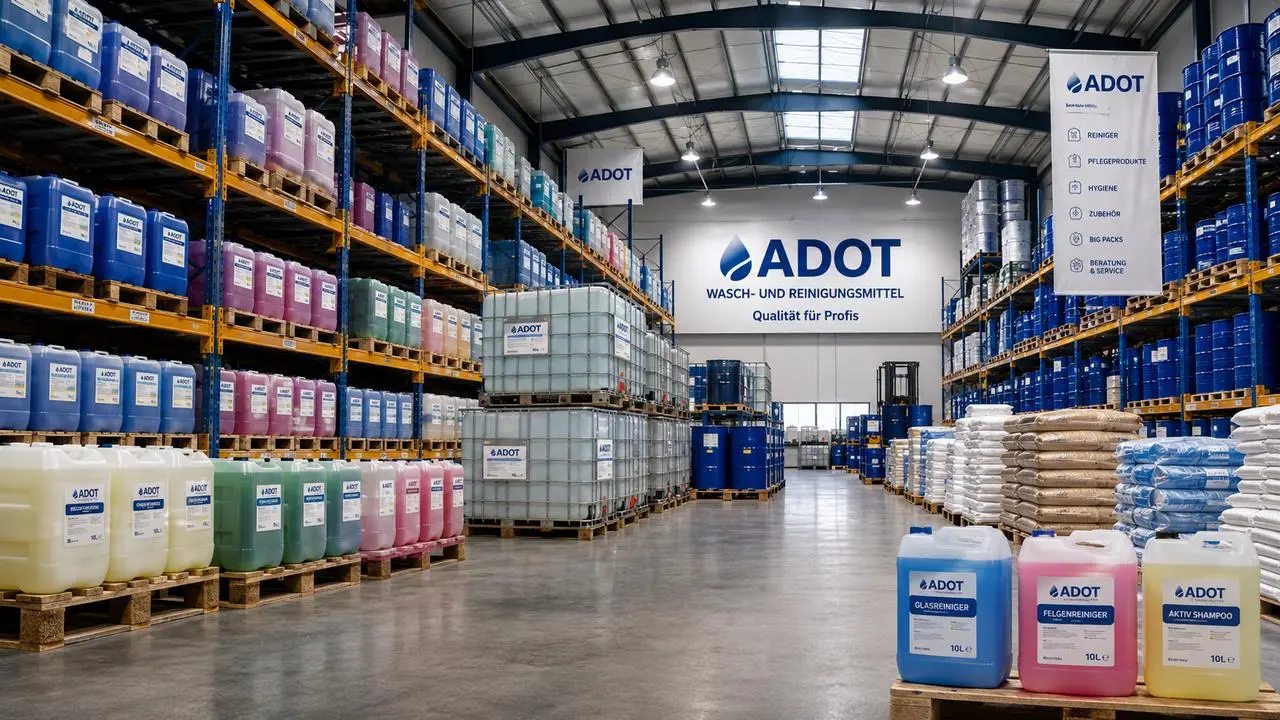 ADOT Lager mit Reinigungsmitteln und Waschmitteln – Großhandel NRW
